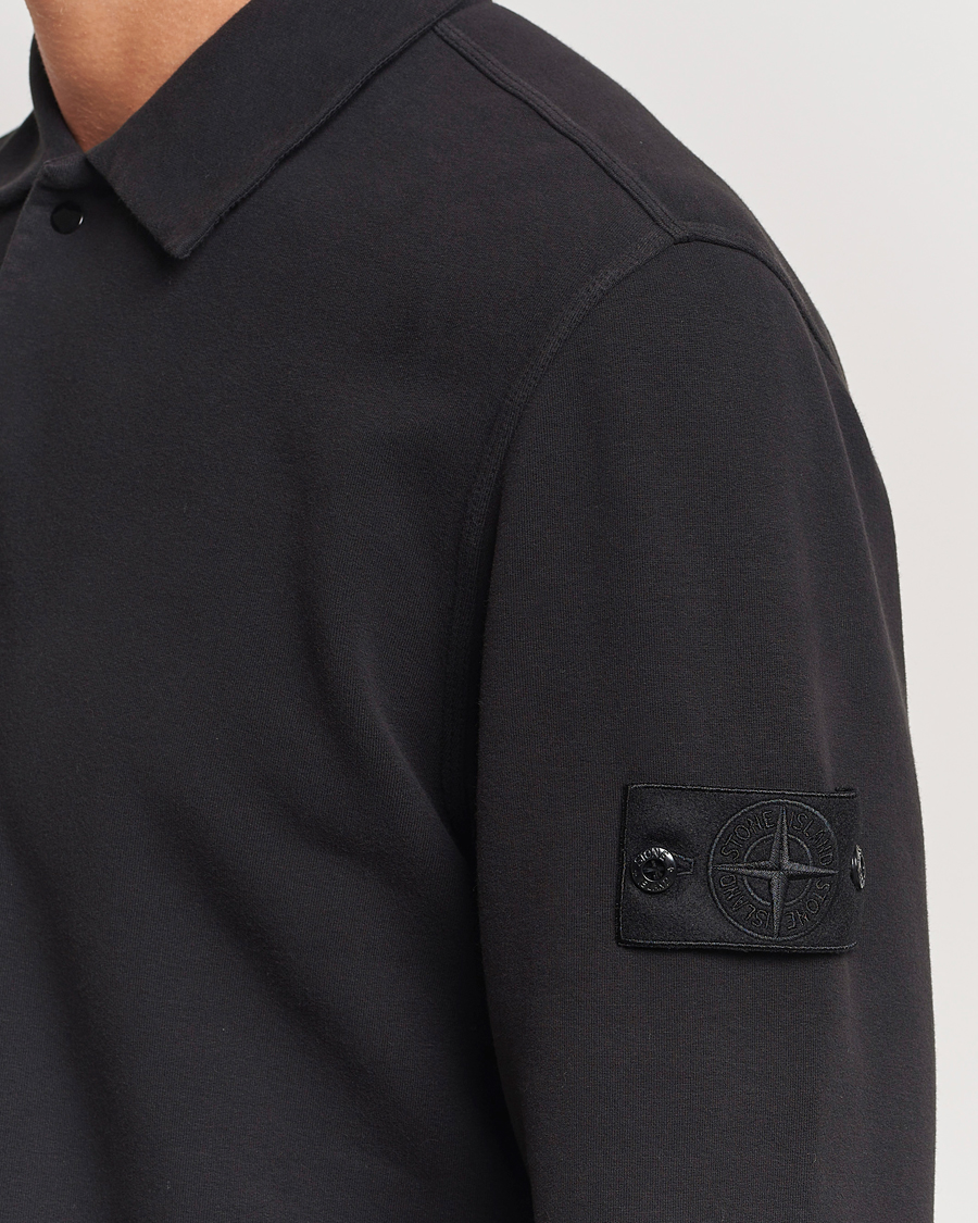 Homme | Pulls Et Tricots | Stone Island | Ghost Organic Cotton Fleece Polo Sweatshirt Black