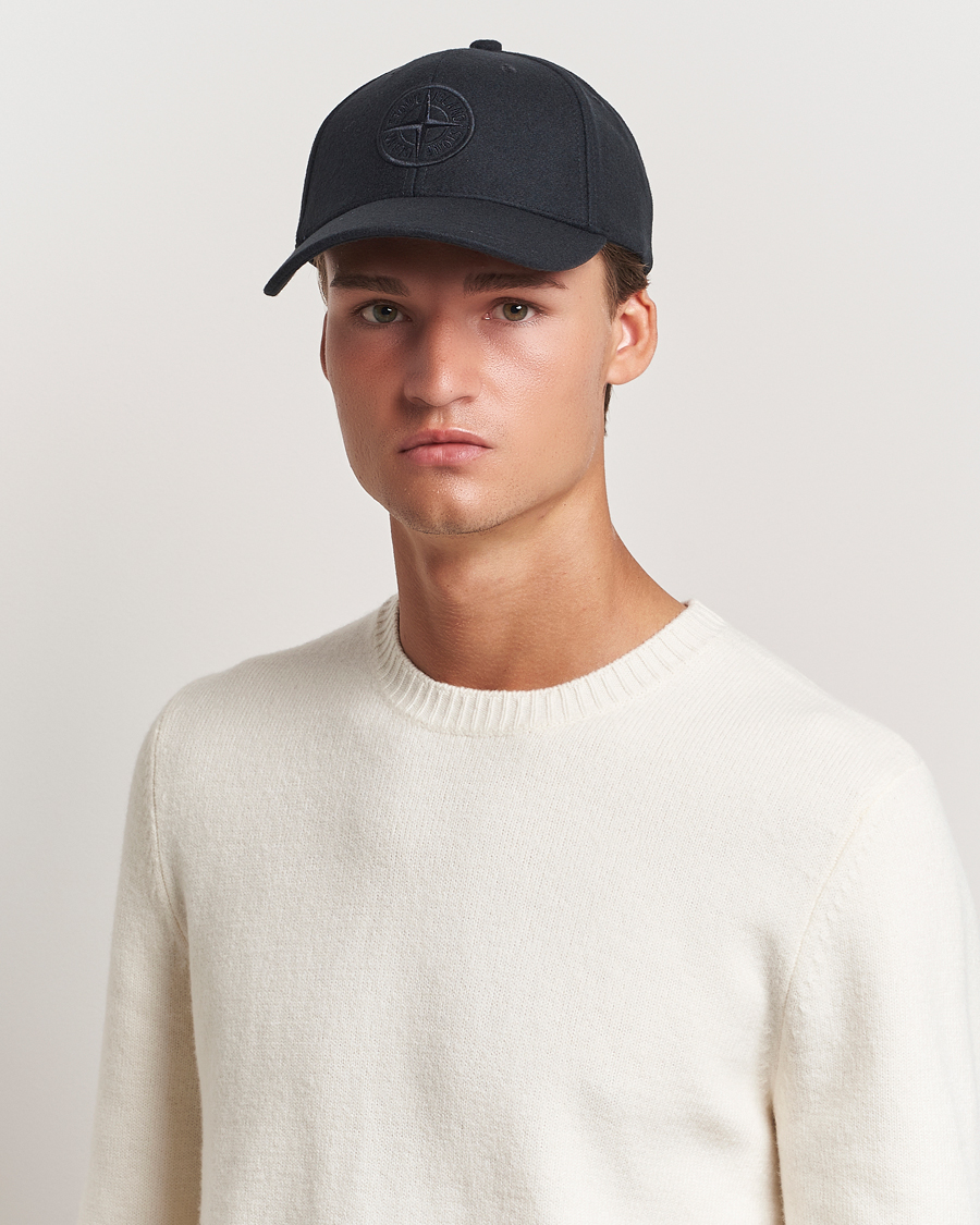 Homme | Stone Island Wool Nylon Flannel Cap Navy Blue | Stone Island | Wool Nylon Flannel Cap Navy Blue