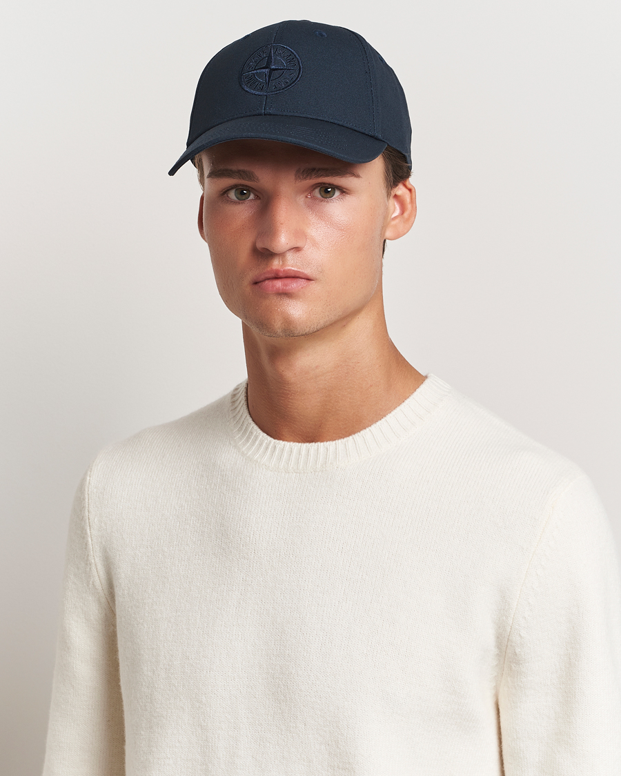 Homme | Stone Island Cotton Rep Logo Cap Navy Blue | Stone Island | Cotton Rep Logo Cap Navy Blue