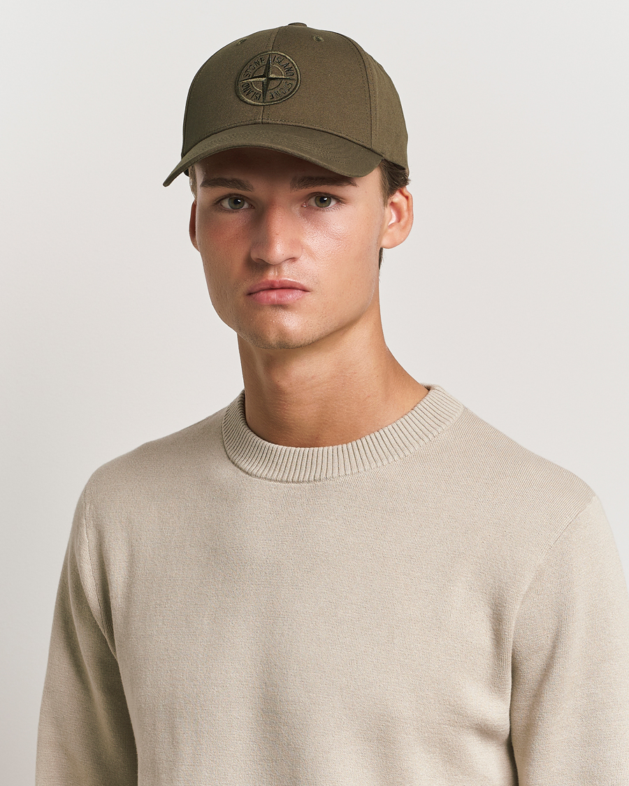 Homme | Stone Island Cotton Rep Logo Cap Military Green | Stone Island | Cotton Rep Logo Cap Military Green