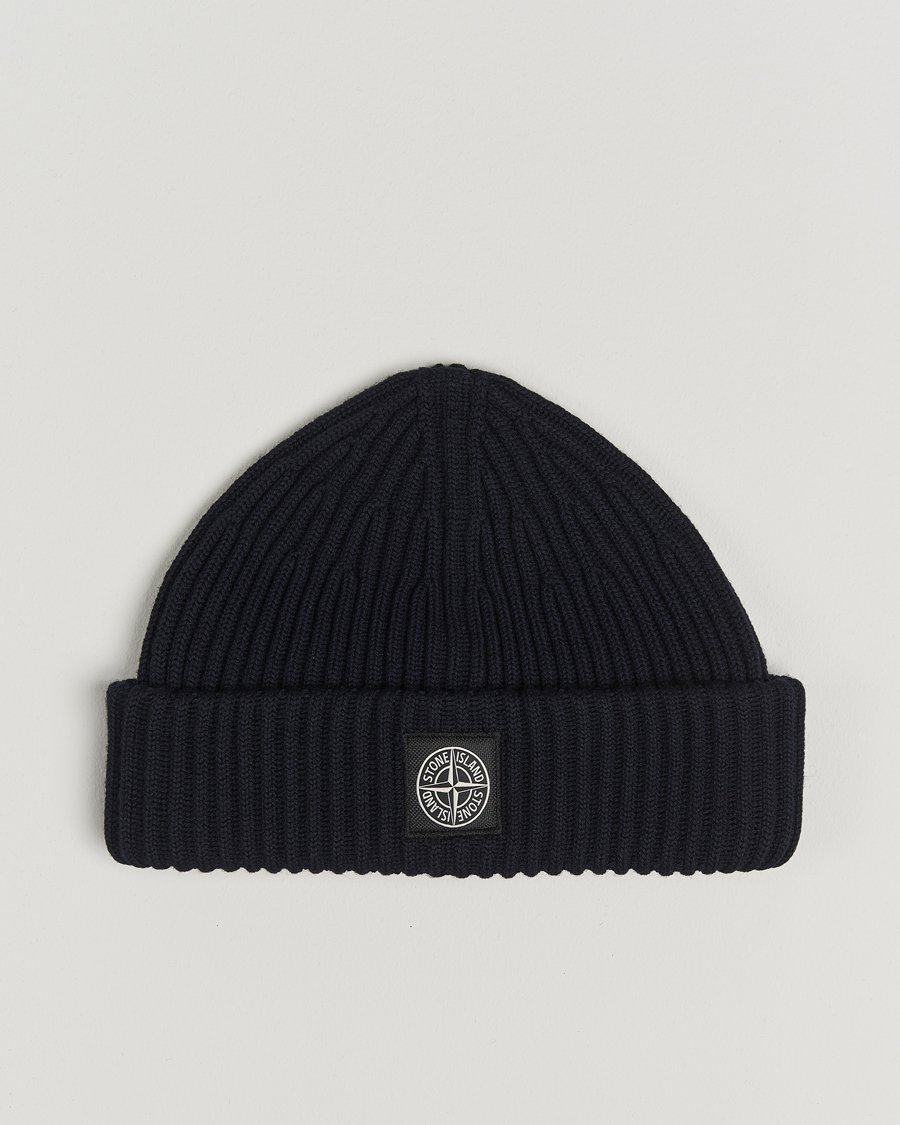 Homme | Stone Island Full Rib Wool Beanie Navy Blue | Stone Island | Full Rib Wool Beanie Navy Blue