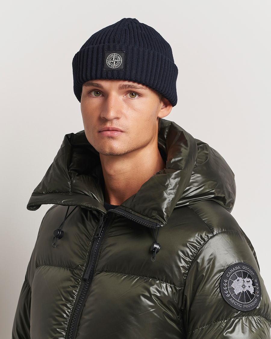 Homme | Stone Island Full Rib Wool Beanie Navy Blue | Stone Island | Full Rib Wool Beanie Navy Blue