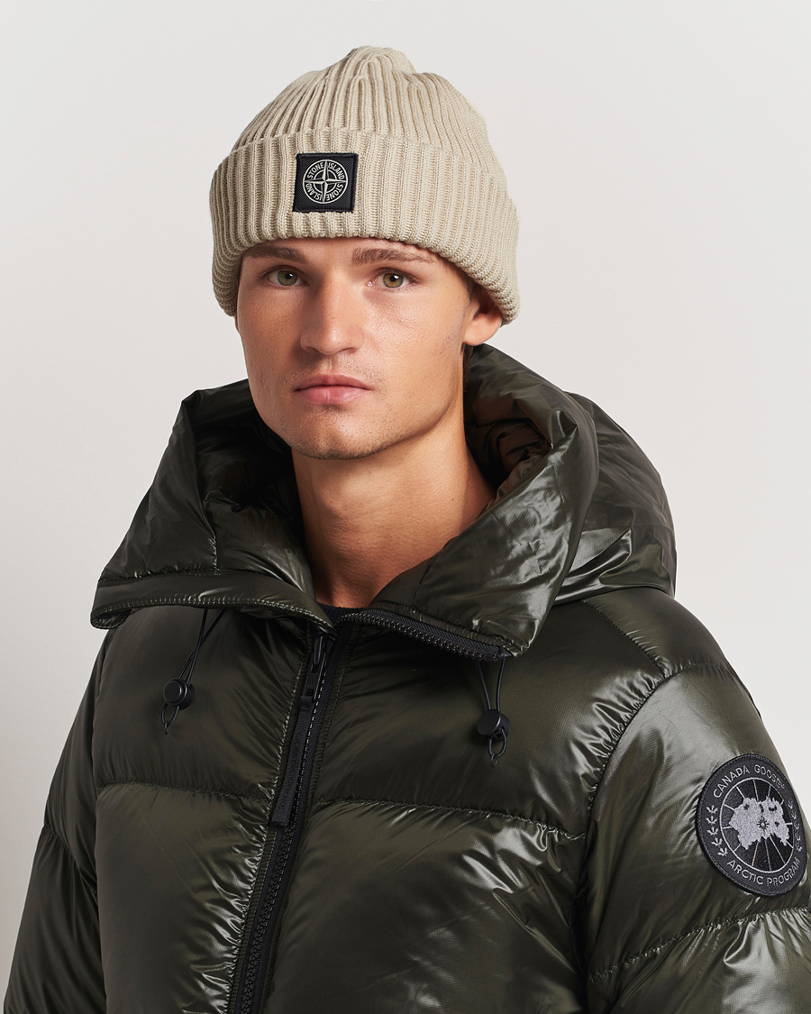 Homme | Stone Island Full Rib Wool Beanie Plaster | Stone Island | Full Rib Wool Beanie Plaster