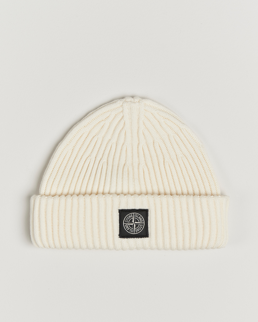 Homme | Stone Island Full Rib Wool Beanie Natural | Stone Island | Full Rib Wool Beanie Natural