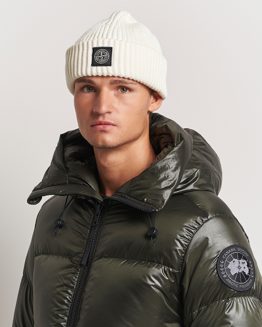 Homme | Stone Island Full Rib Wool Beanie Natural | Stone Island | Full Rib Wool Beanie Natural