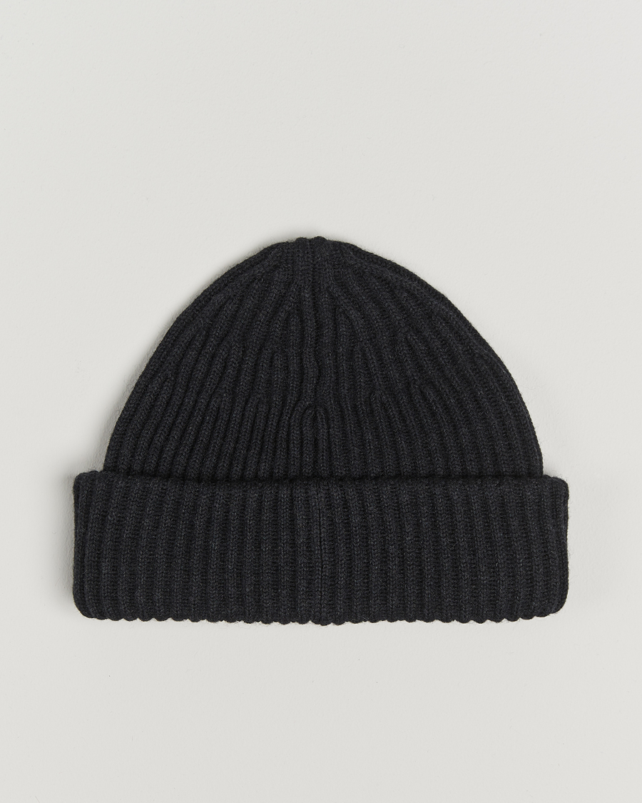 Homme | Stone Island Full Rib Wool Beanie Melange Charcoal | Stone Island | Full Rib Wool Beanie Melange Charcoal