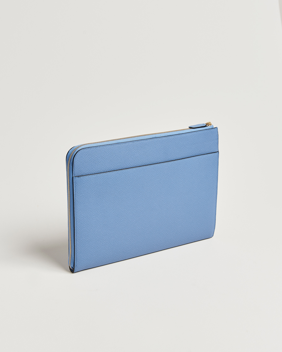 Homme | Smythson Panama Small Laptop Case Nile Blue | Smythson | Panama Small Laptop Case Nile Blue
