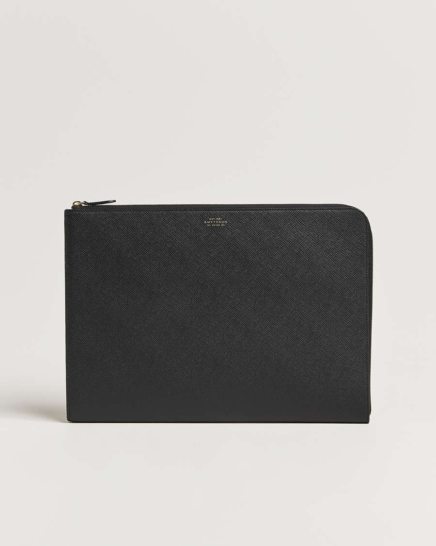 Homme | Smythson Panama Large Laptop Case Black | Smythson | Panama Large Laptop Case Black