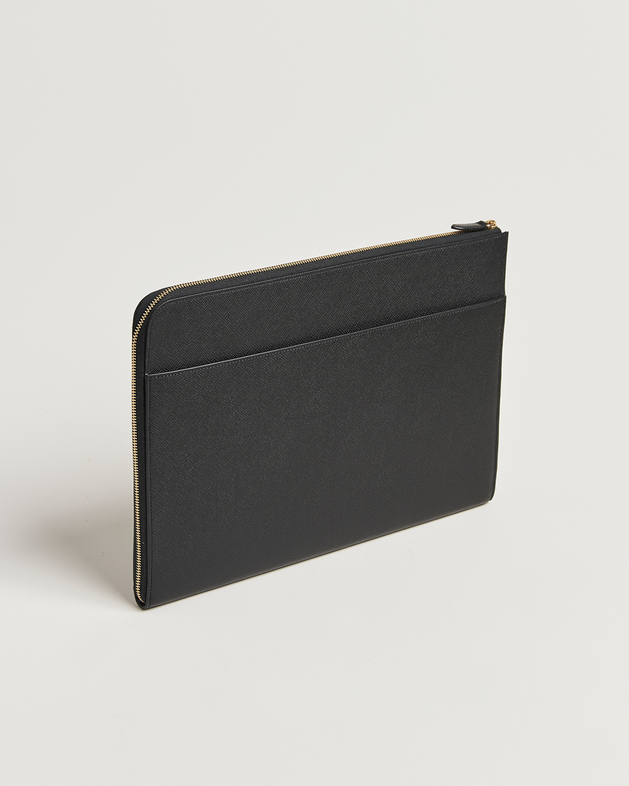 Homme | Smythson Panama Large Laptop Case Black | Smythson | Panama Large Laptop Case Black