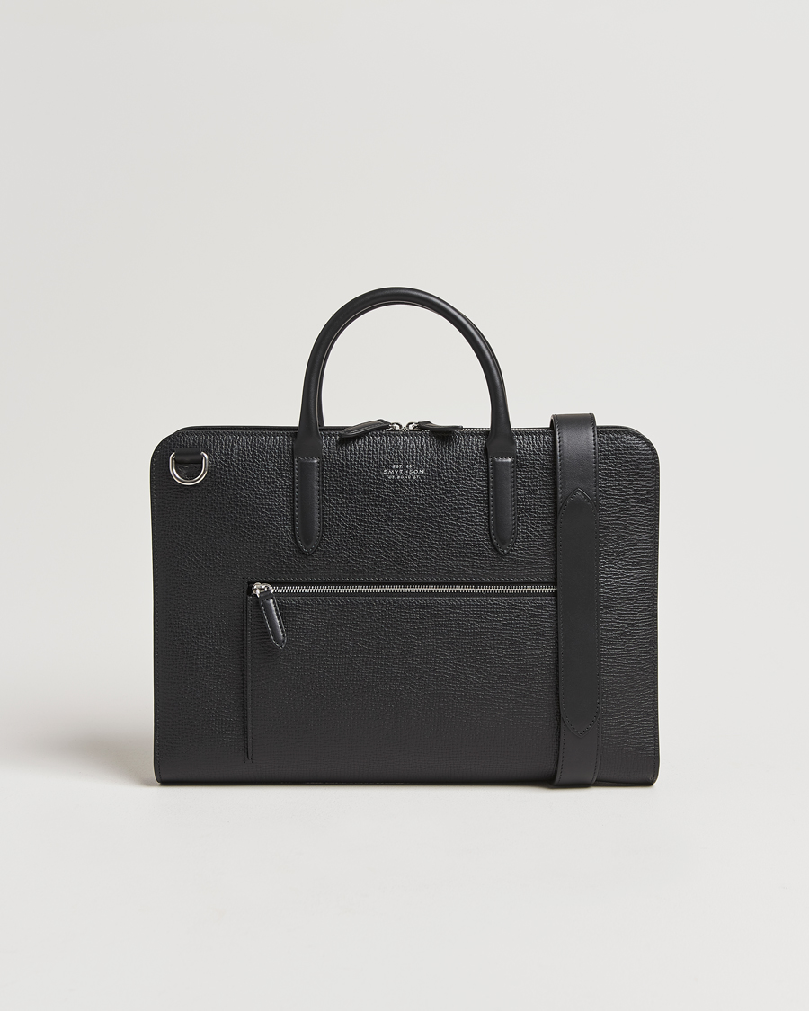 Homme | Smythson Ludlow Ultra Slim Brefcase With Zip Front Black | Smythson | Ludlow Ultra Slim Brefcase With Zip Front Black