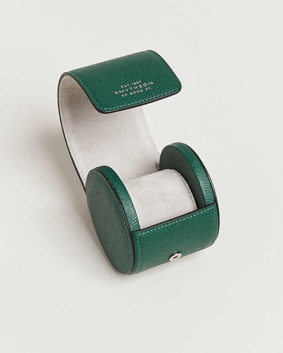 Homme | Idées de cadeaux de Noël | Smythson | Panama Single Watch Roll Forrest Green