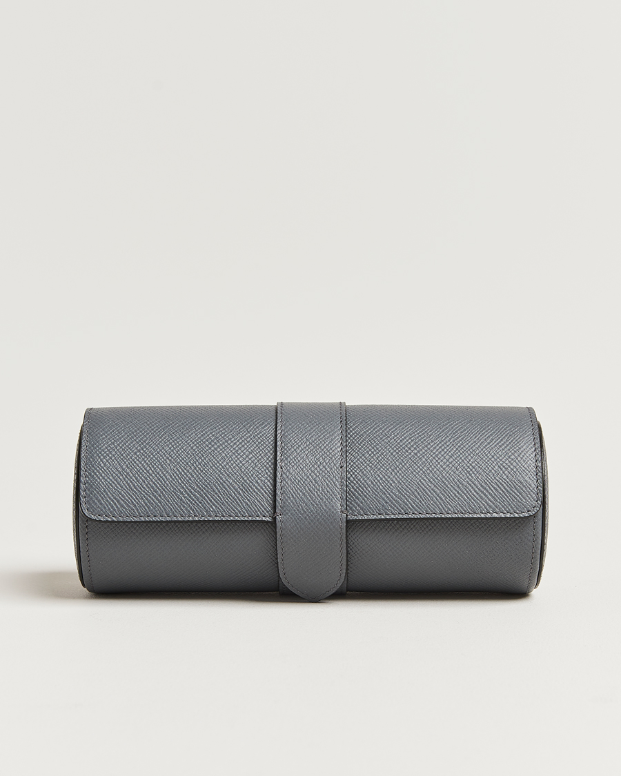 Homme | Idées de cadeaux de Noël | Smythson | Panama Watch Roll Storm Grey