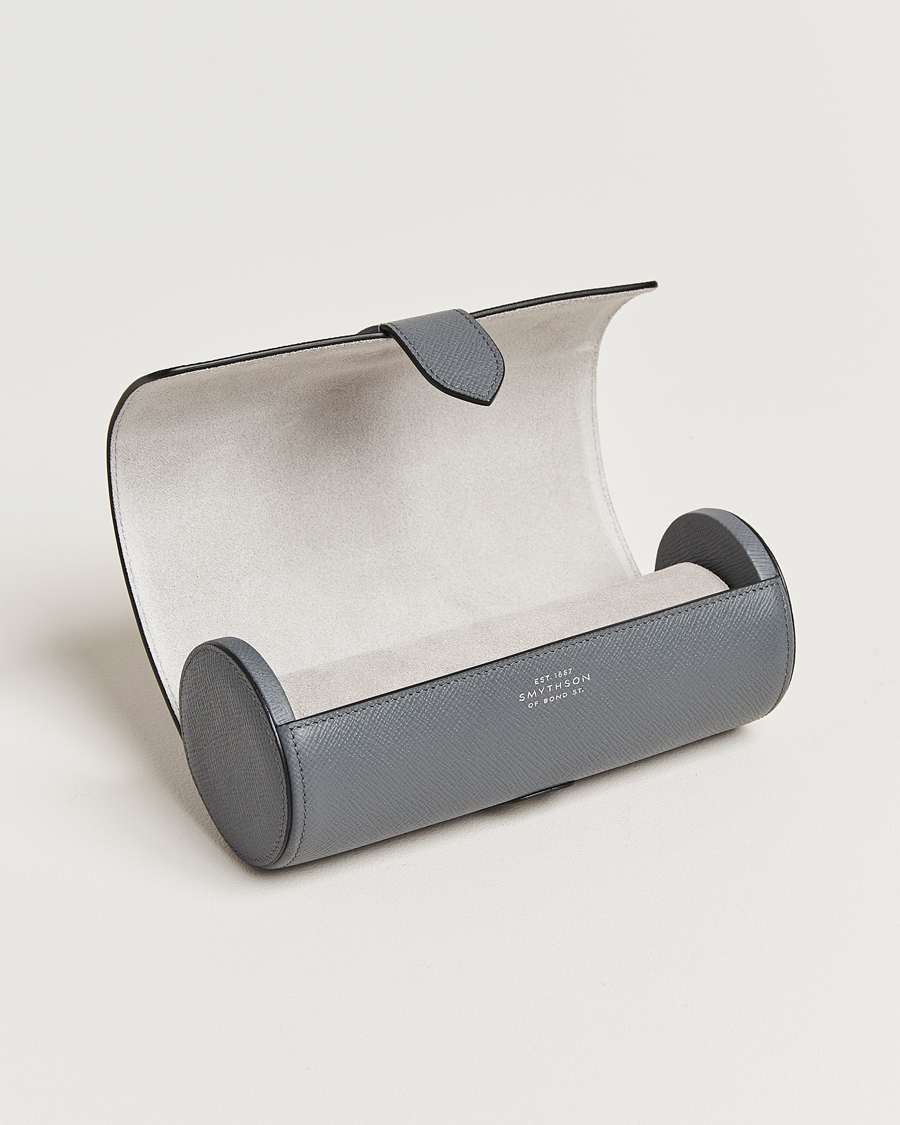 Homme | Idées de cadeaux de Noël | Smythson | Panama Watch Roll Storm Grey