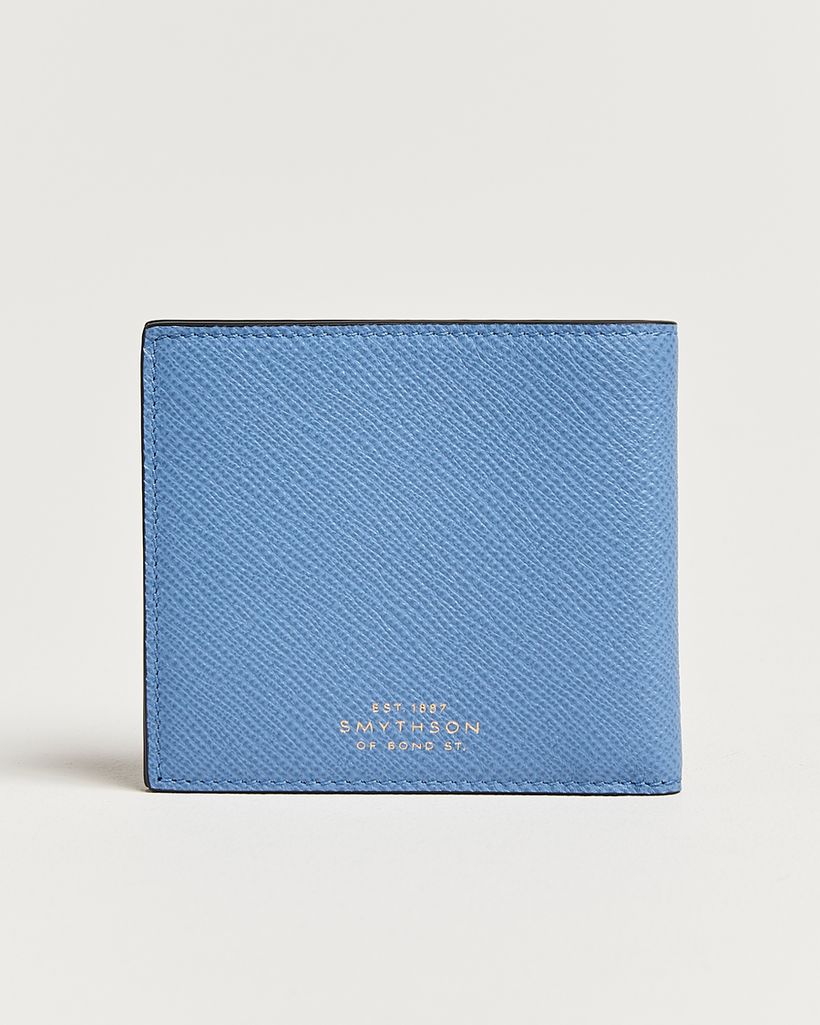 Homme | Smythson Panama 6 Card Leather Wallet Nile Blue | Smythson | Panama 6 Card Leather Wallet Nile Blue