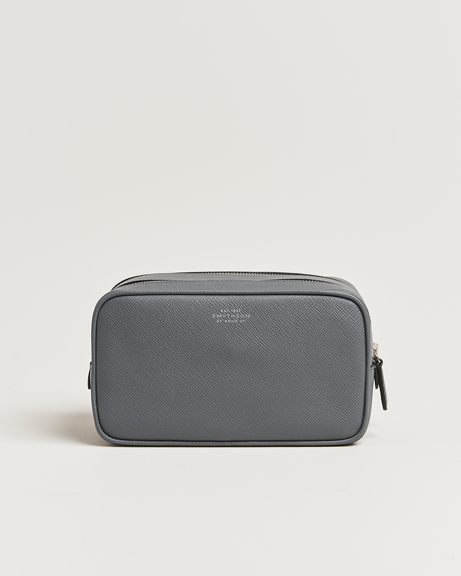 Homme | Smythson Panama Double Zip Washbag Storm Grey | Smythson | Panama Double Zip Washbag Storm Grey