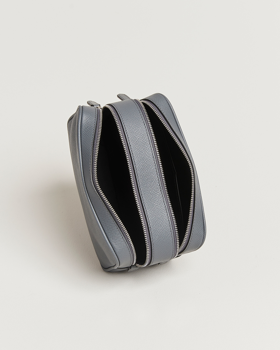 Homme | Smythson Panama Double Zip Washbag Storm Grey | Smythson | Panama Double Zip Washbag Storm Grey