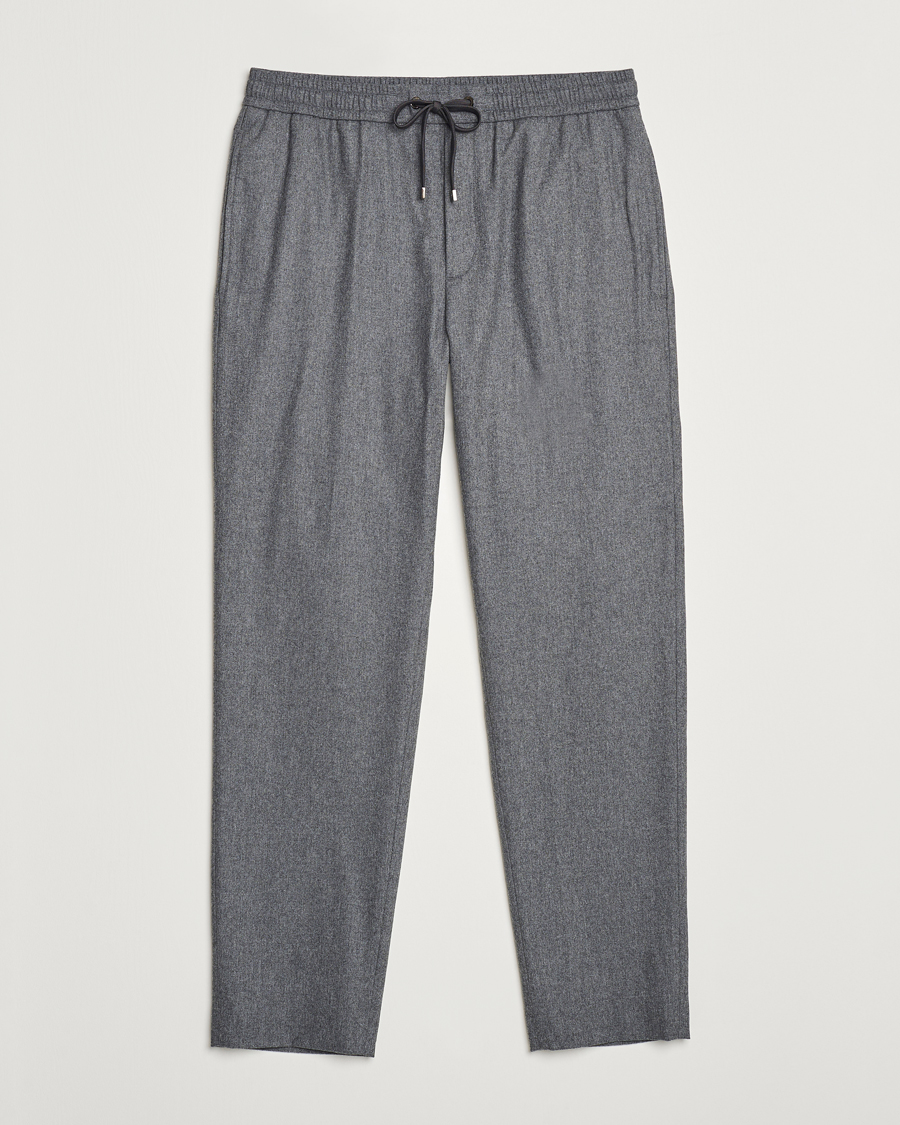 Homme | Pantalons | Moncler | Flannel Drawstring Pants Grey Melange