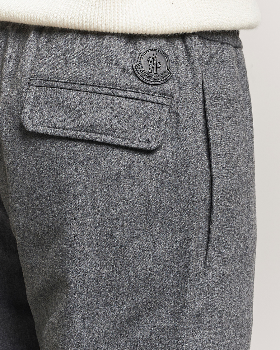 Homme | Pantalons | Moncler | Flannel Drawstring Pants Grey Melange
