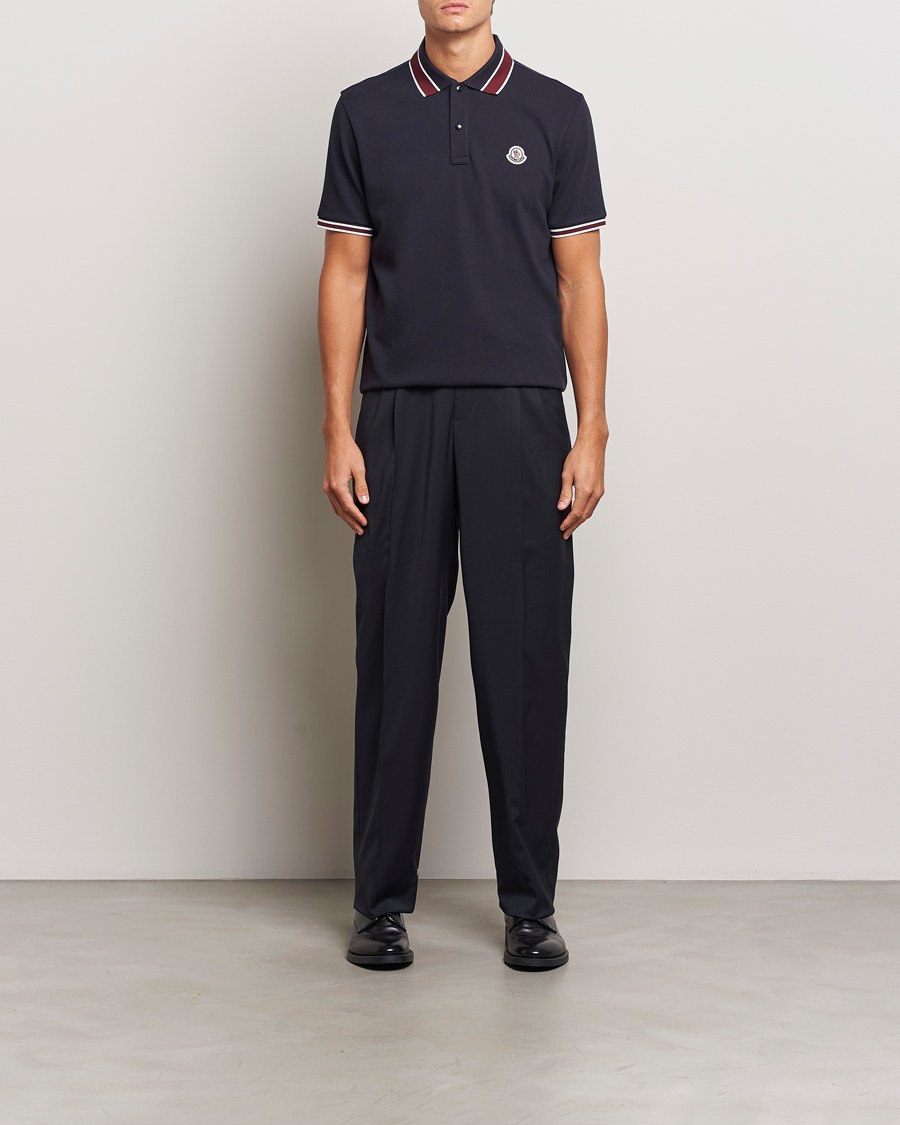 Homme | Polos | Moncler | Double Contrast Collar Polo Navy