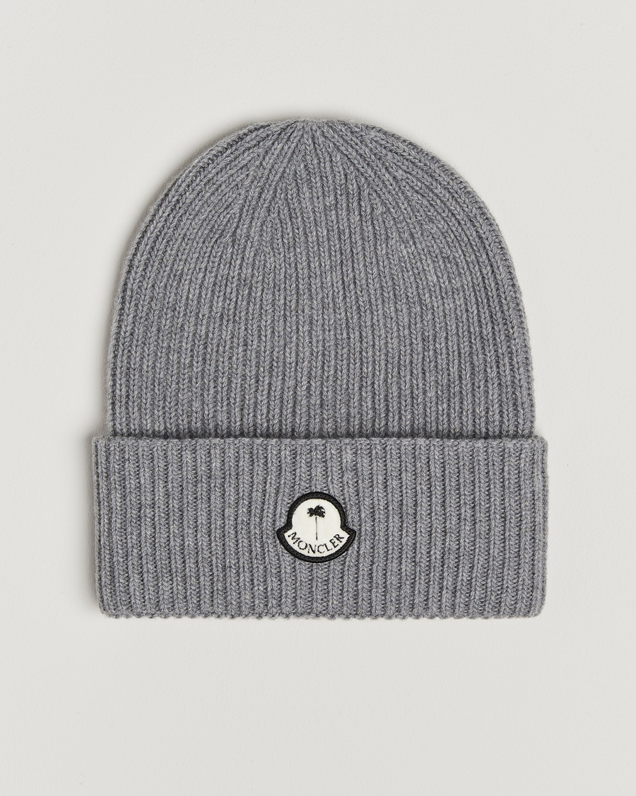 Homme | Moncler Genius X Palm Angels Rib Wool Beanie Grey | Moncler Genius | X Palm Angels Rib Wool Beanie Grey