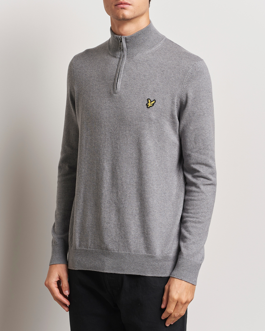 Homme | Pulls Et Tricots | Lyle & Scott | Cotton/Merino Half Zip Mid Grey Marl