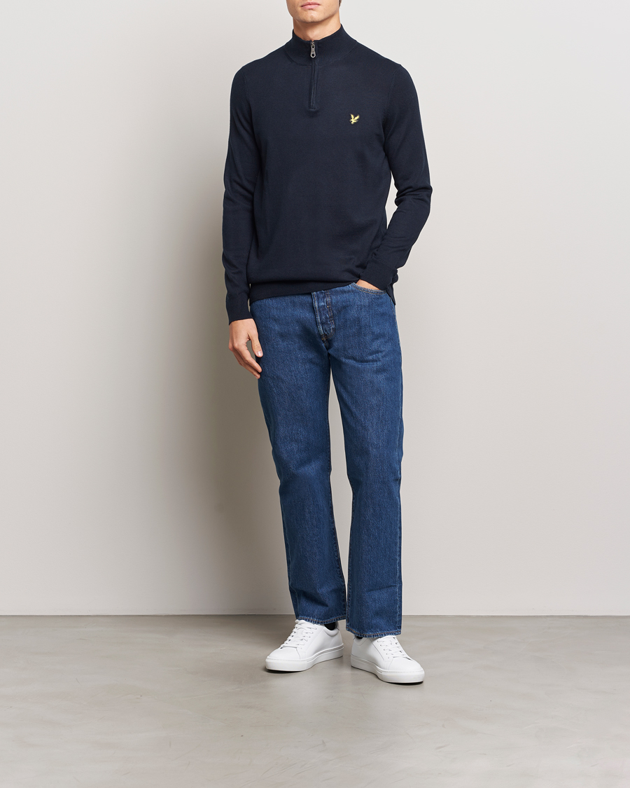 Homme | Pulls Et Tricots | Lyle & Scott | Cotton/Merino Half Zip Dark Navy