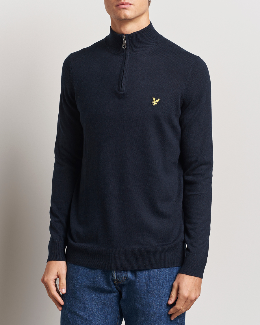 Homme | Pulls Et Tricots | Lyle & Scott | Cotton/Merino Half Zip Dark Navy