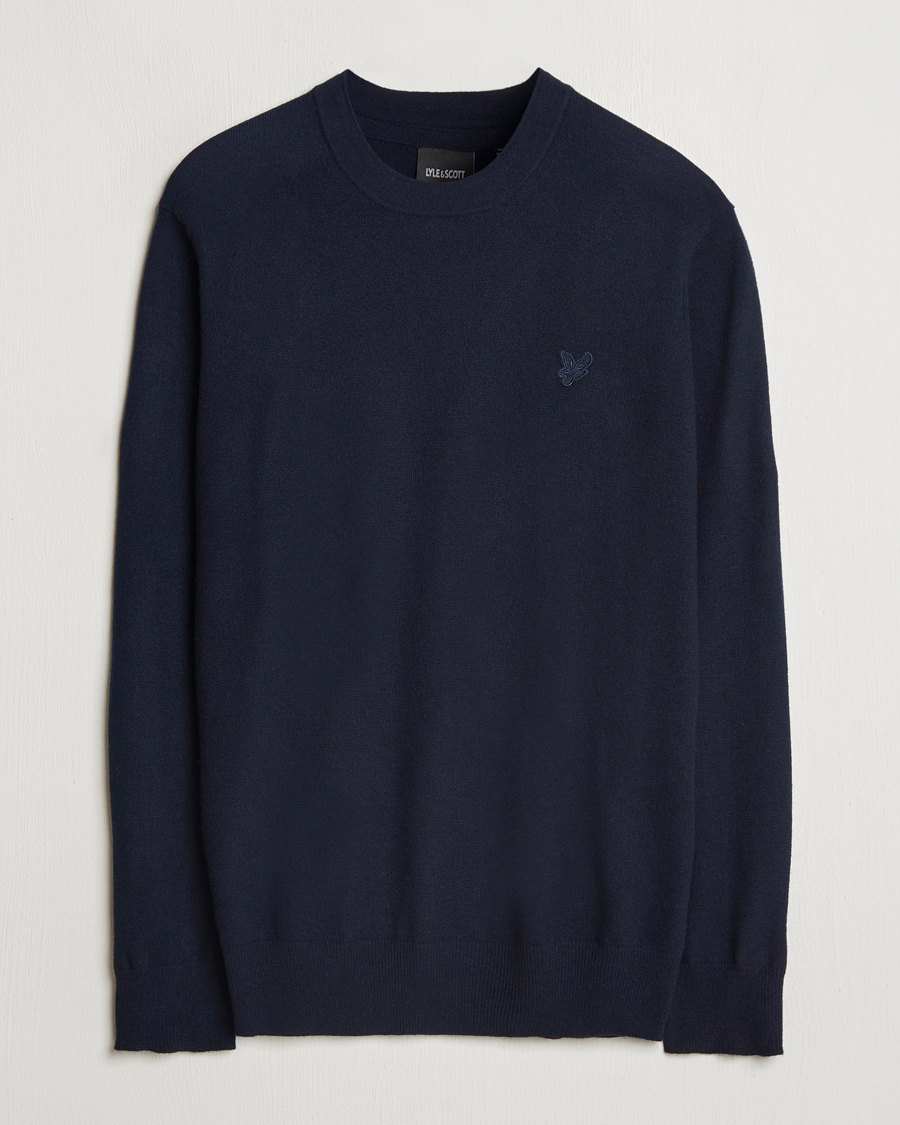 Homme | Pulls Et Tricots | Lyle & Scott | Tonal Eagle Lambswool Crew Neck Dark Navy