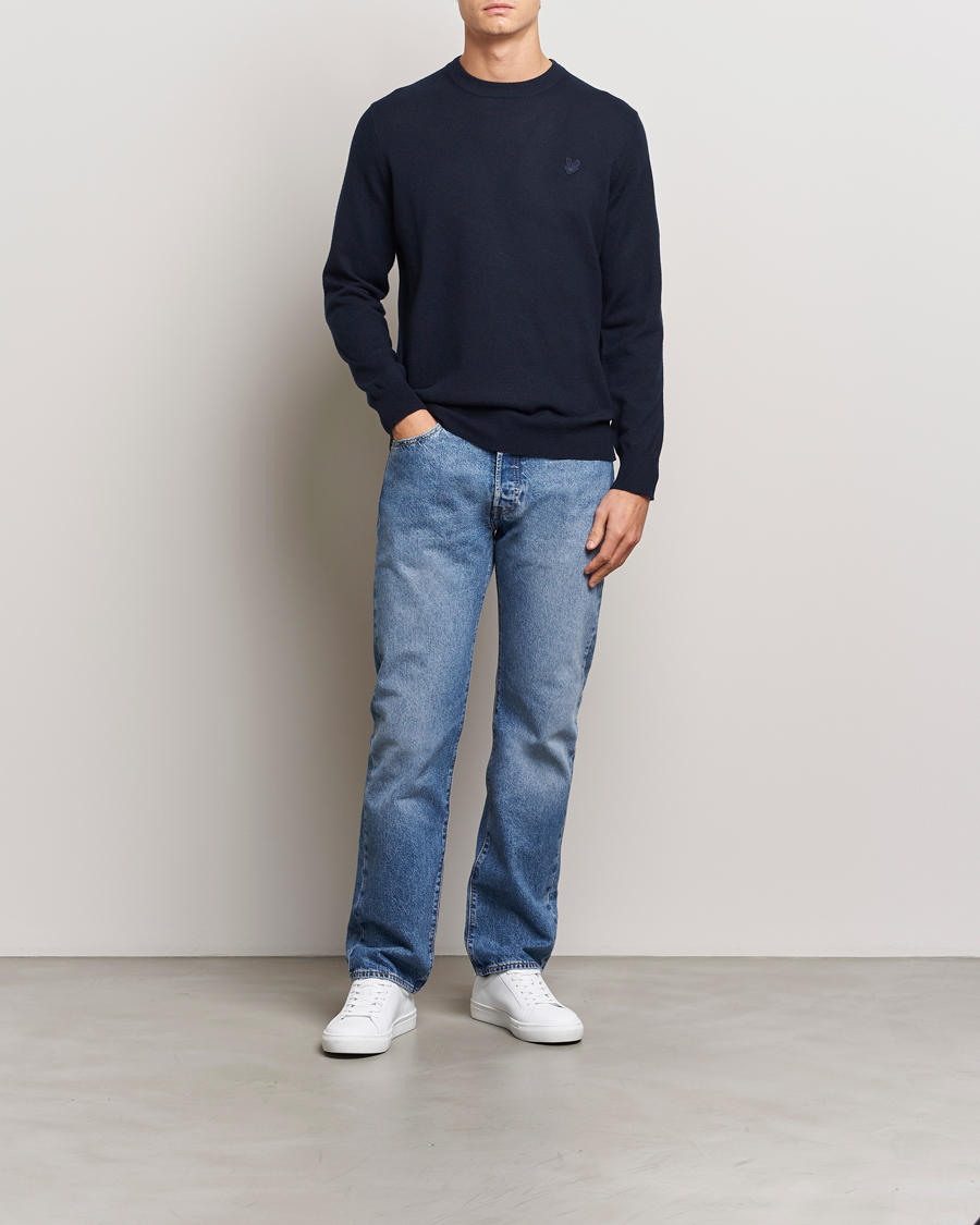 Homme | Pulls Et Tricots | Lyle & Scott | Tonal Eagle Lambswool Crew Neck Dark Navy