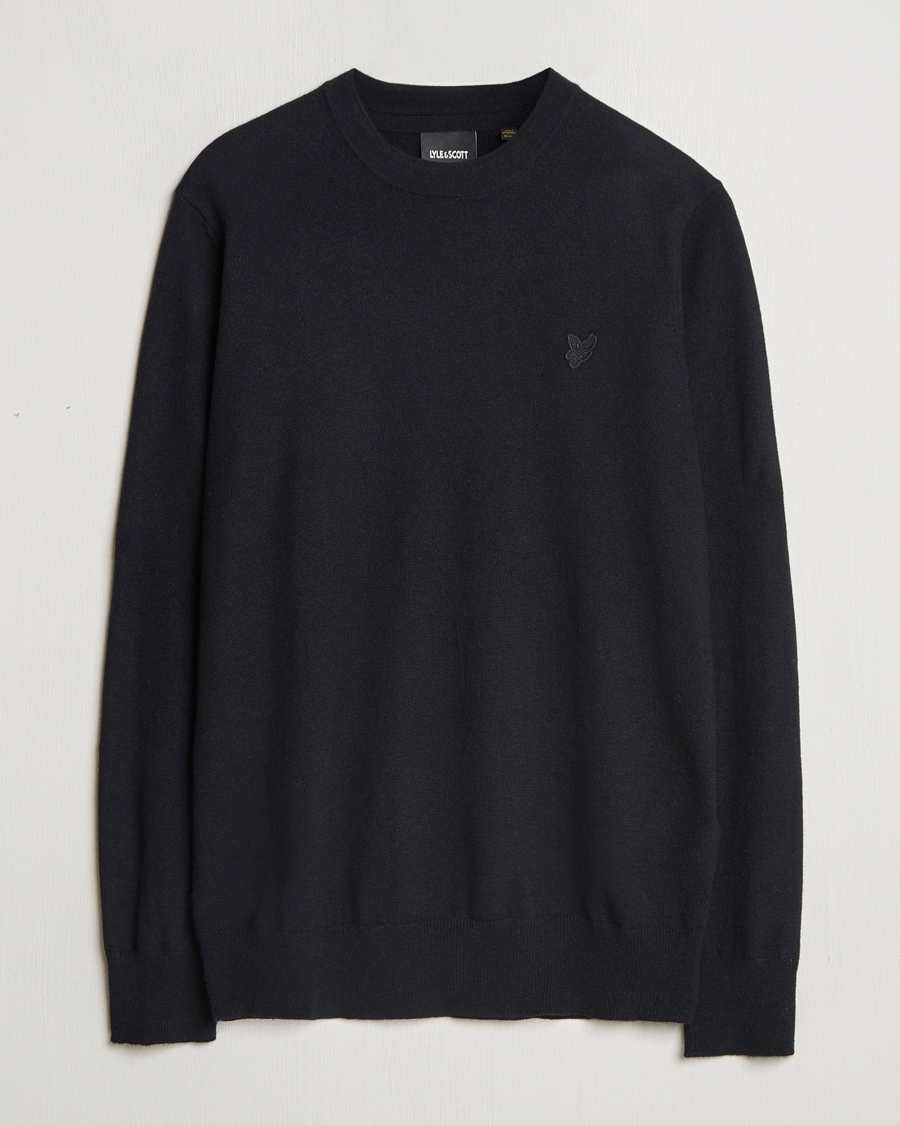 Homme | Pulls Et Tricots | Lyle & Scott | Tonal Eagle Lambswool Crew Neck Jet Black