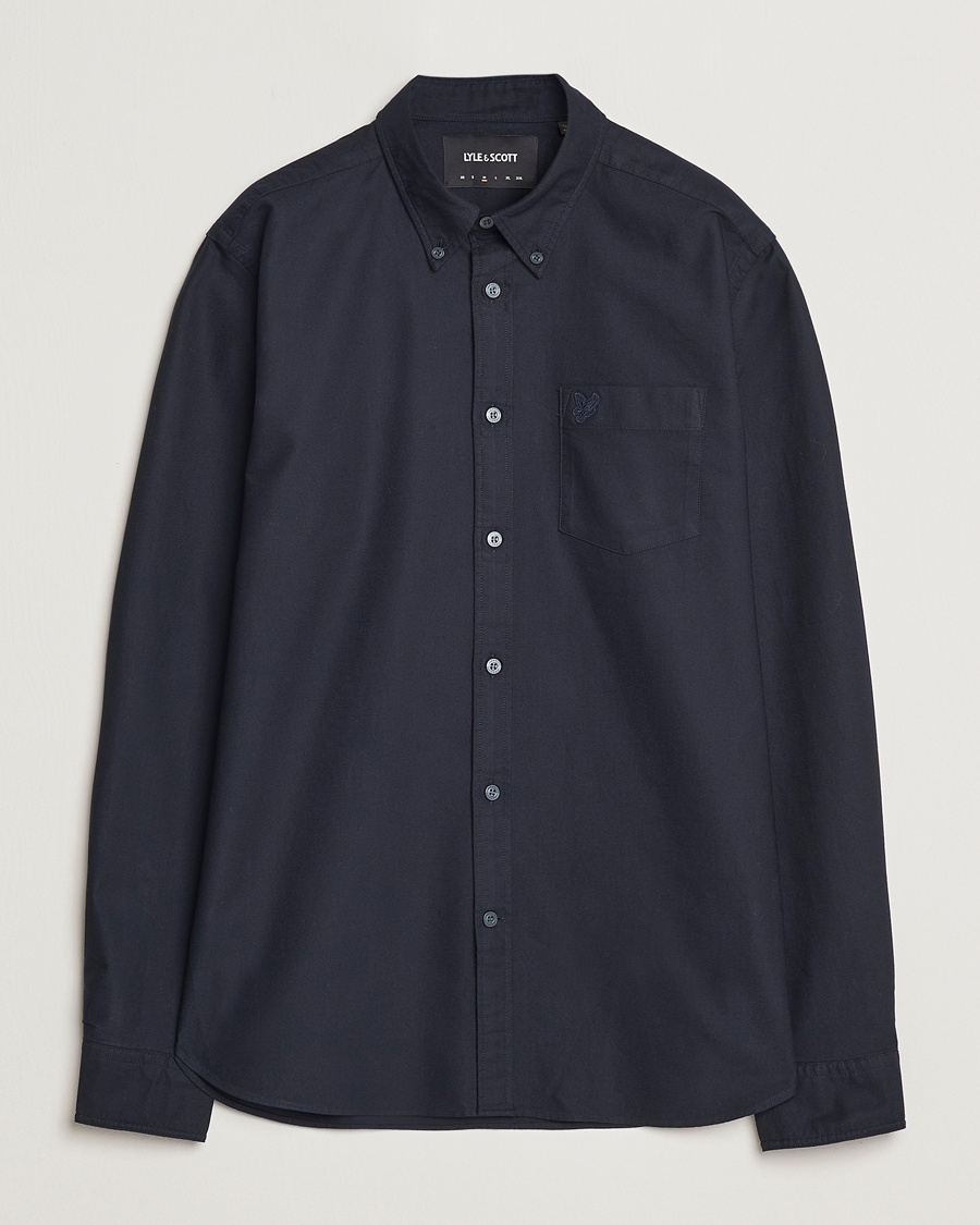 Homme | Chemises | Lyle & Scott | Tonal Eagle Plain Oxford Shirt Dark Navy
