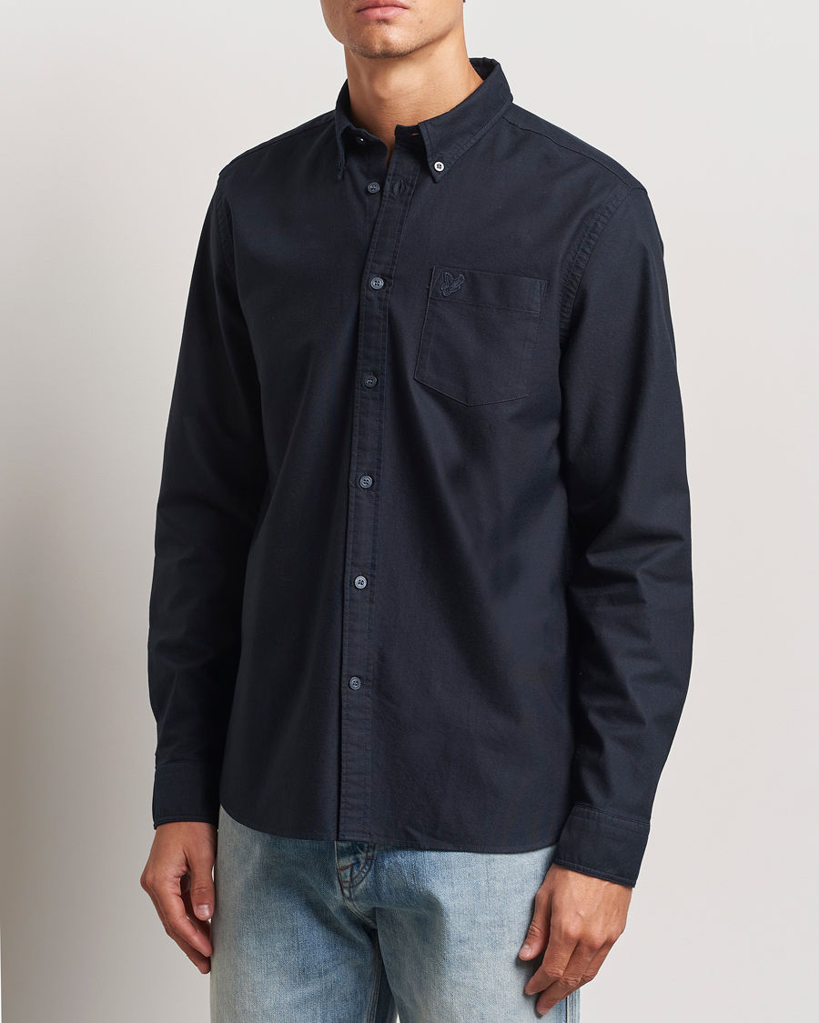 Homme | Chemises | Lyle & Scott | Tonal Eagle Plain Oxford Shirt Dark Navy