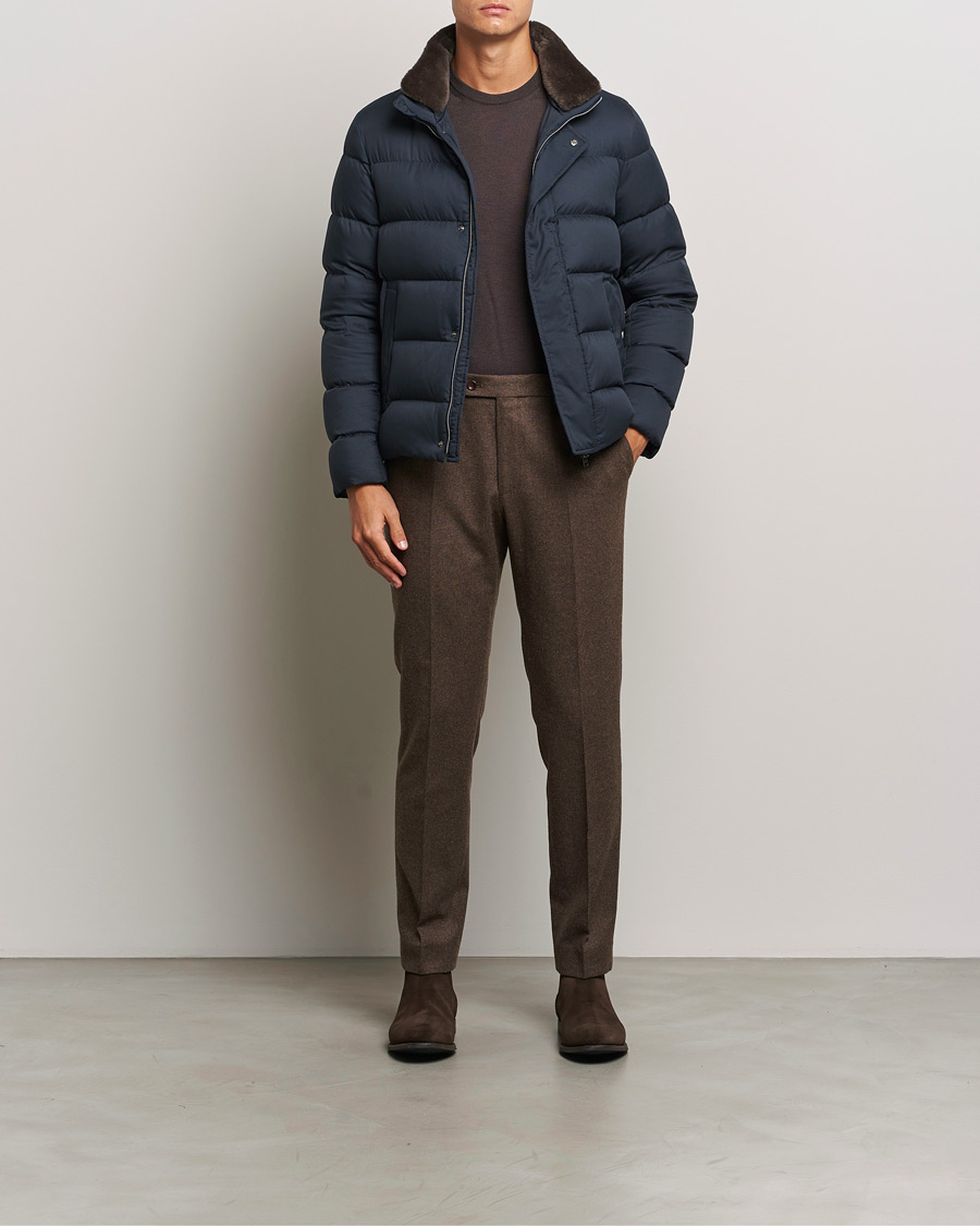 Homme | Manteaux Et Vestes | Herno | Faux Fur Down Jacket Navy