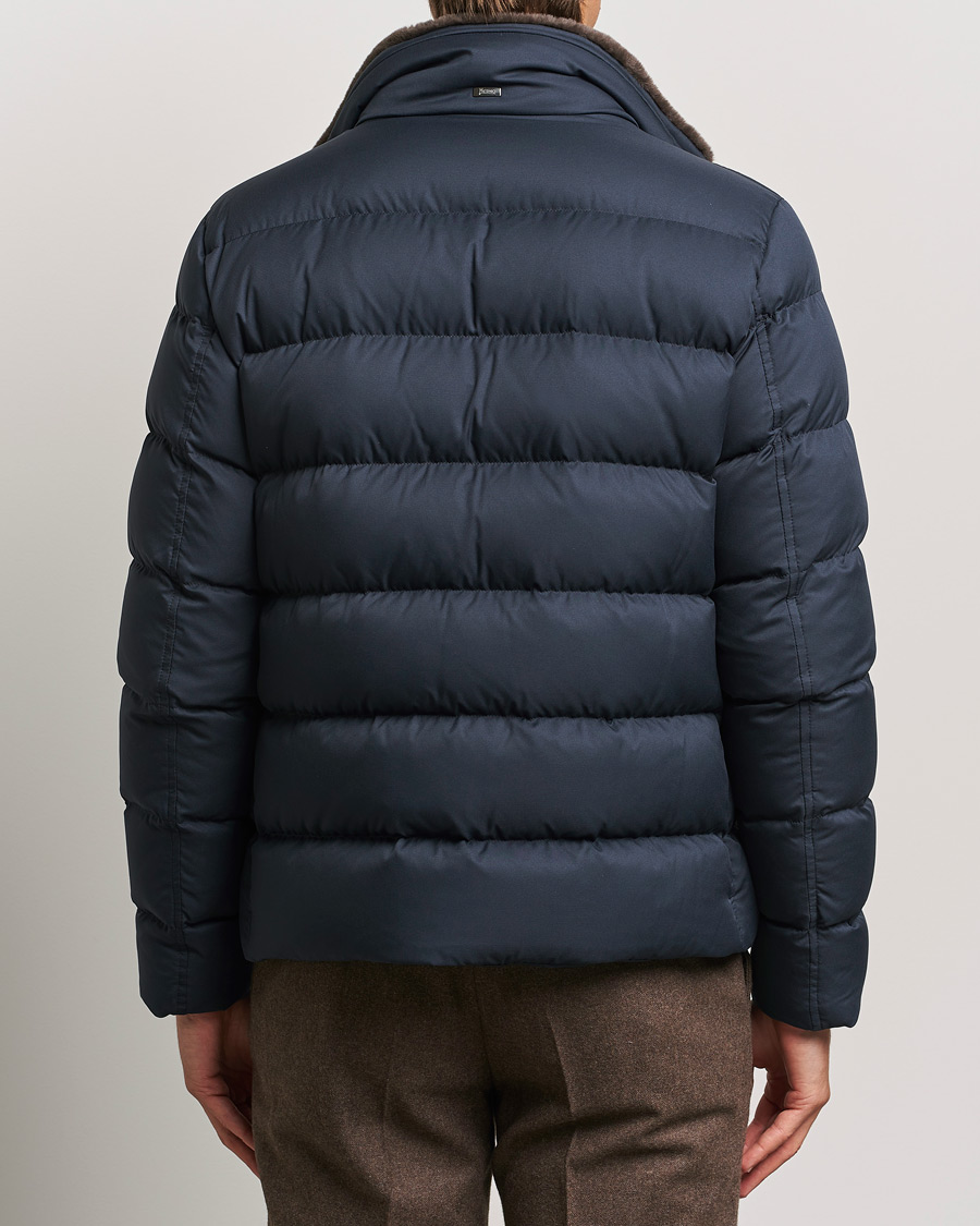 Homme | Manteaux Et Vestes | Herno | Faux Fur Down Jacket Navy