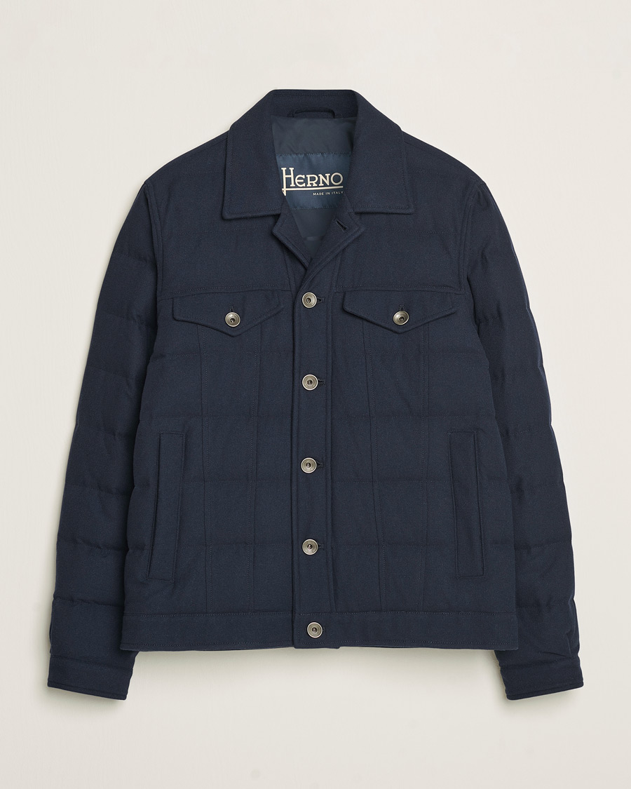 Homme | Manteaux Et Vestes | Herno | Cashmere Down Biker Jacket Navy