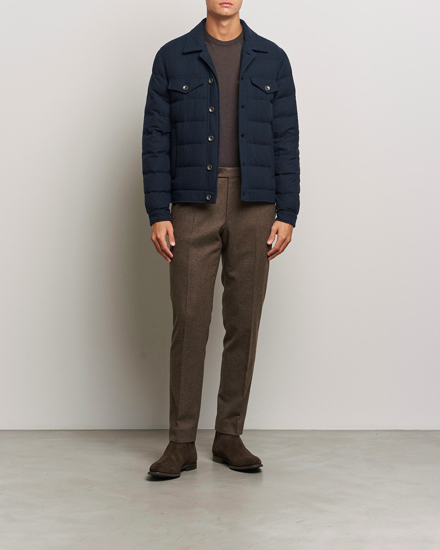 Homme | Manteaux Et Vestes | Herno | Cashmere Down Biker Jacket Navy