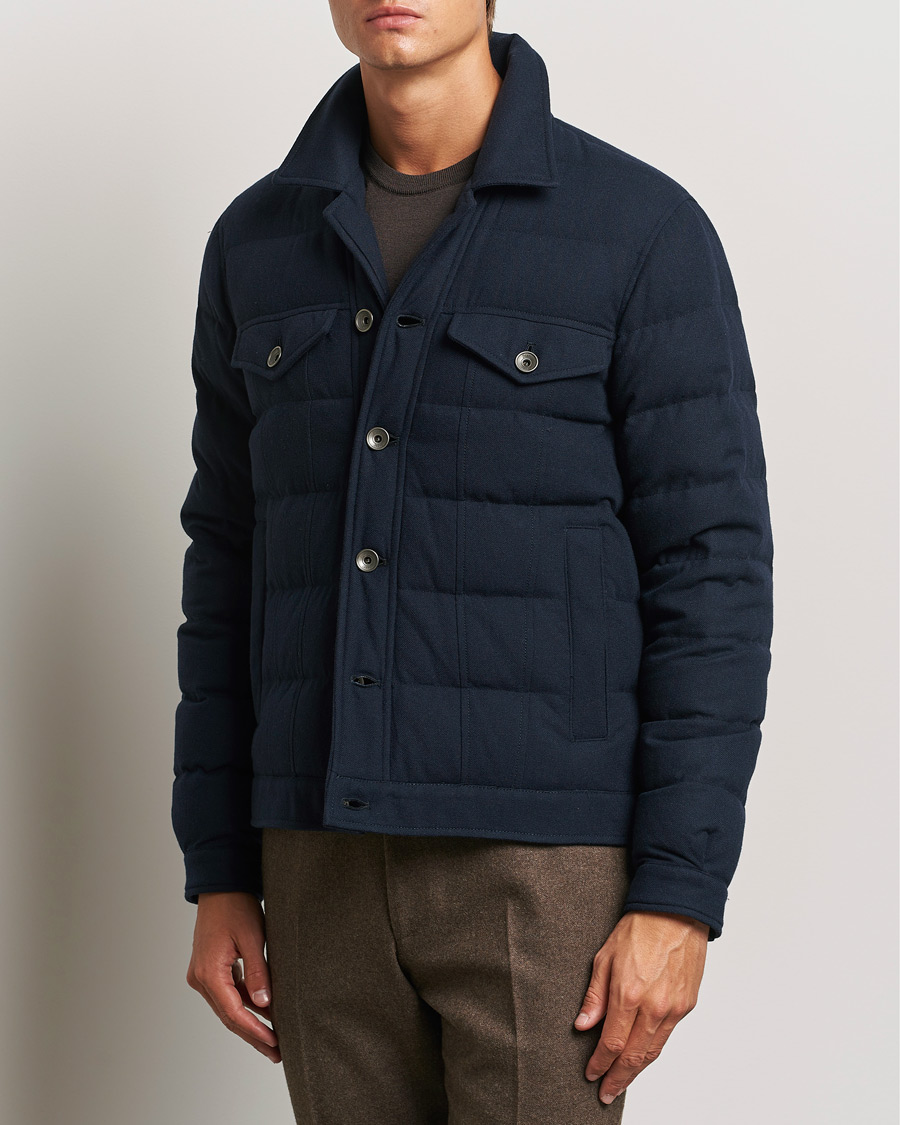 Homme | Manteaux Et Vestes | Herno | Cashmere Down Biker Jacket Navy
