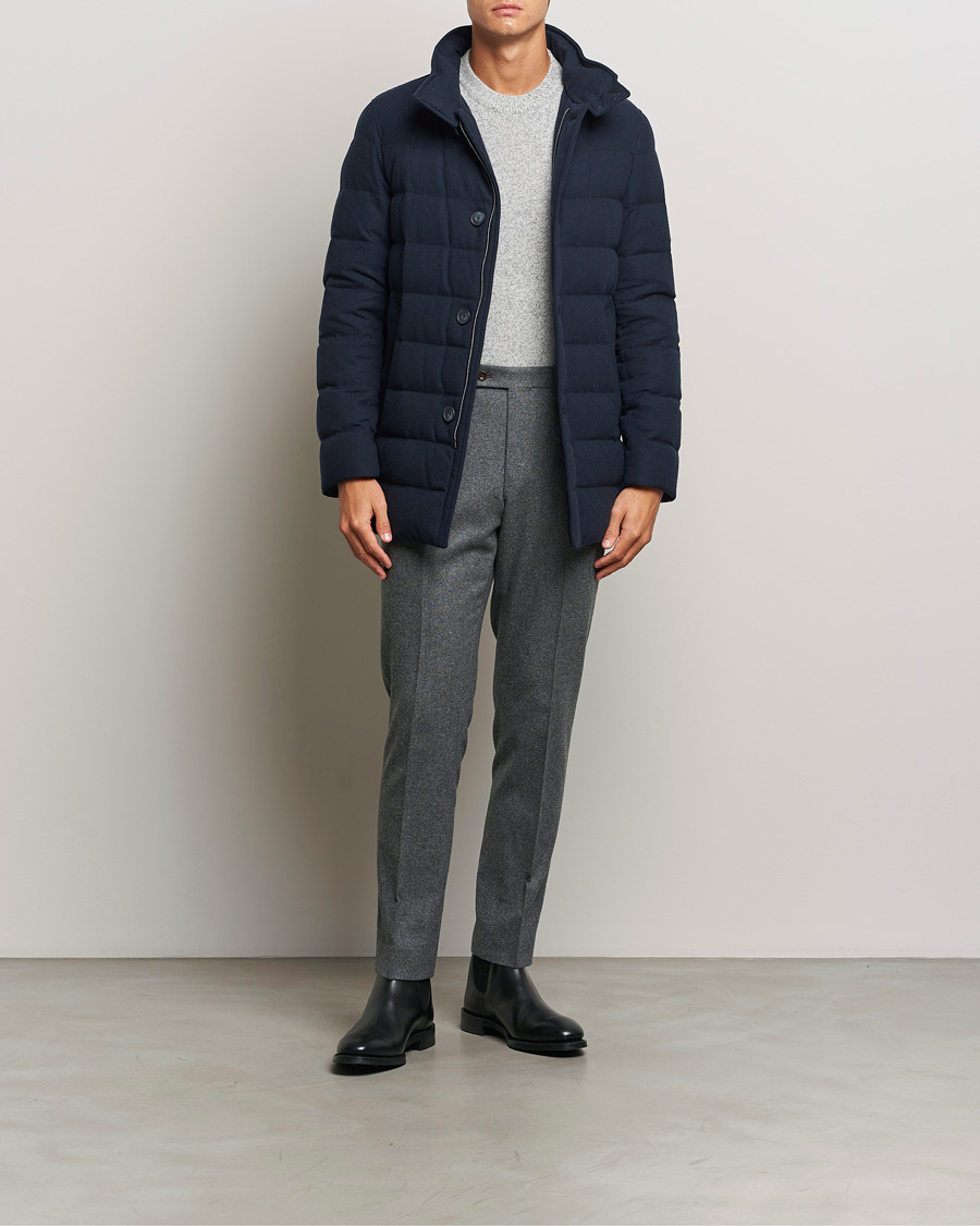 Homme | Manteaux Et Vestes | Herno | Cashmere Flannel Down Coat Navy