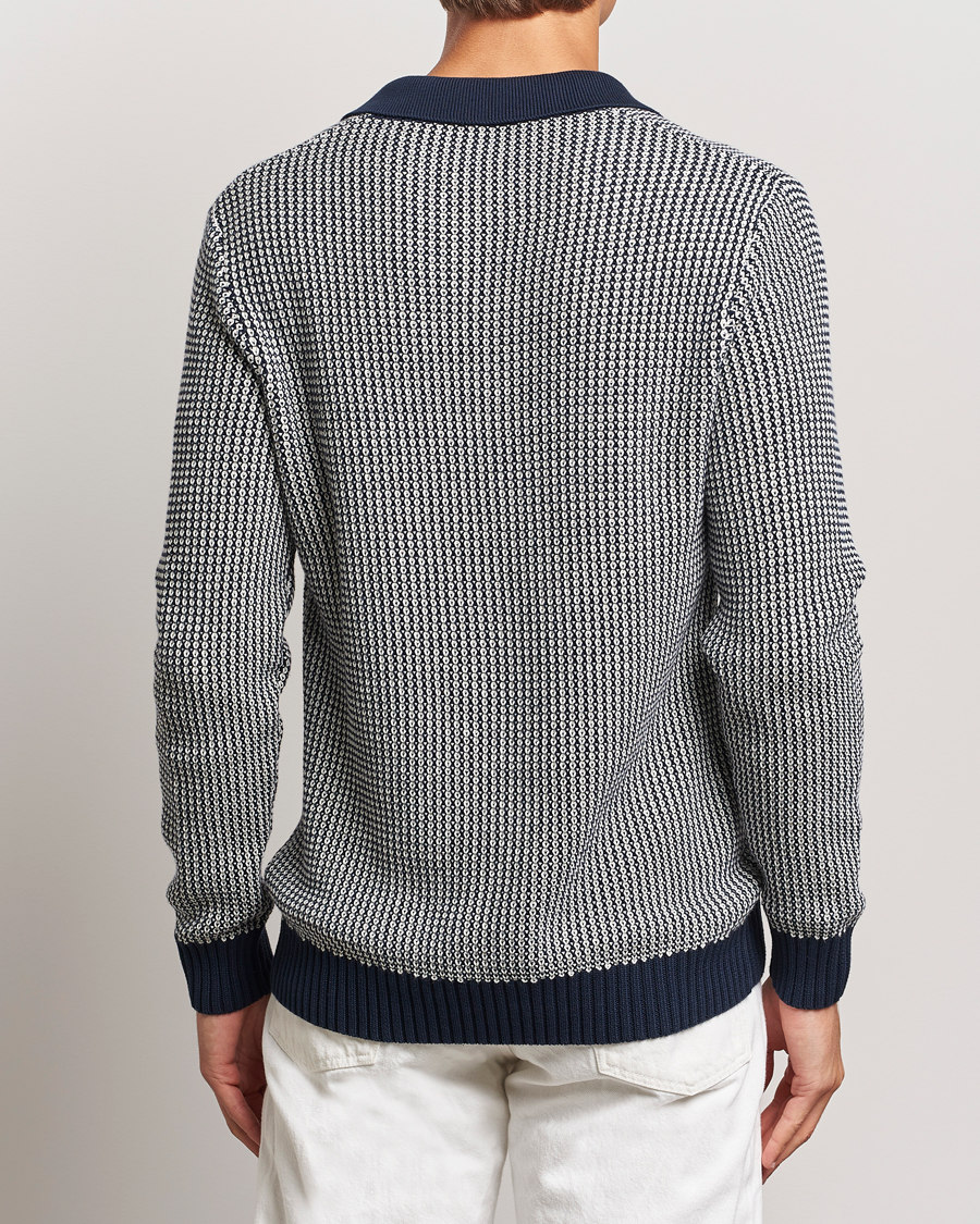 Homme | Pulls Et Tricots | Orlebar Brown | Horton Long Sleeve Knited Poloshirt Night Iris/White