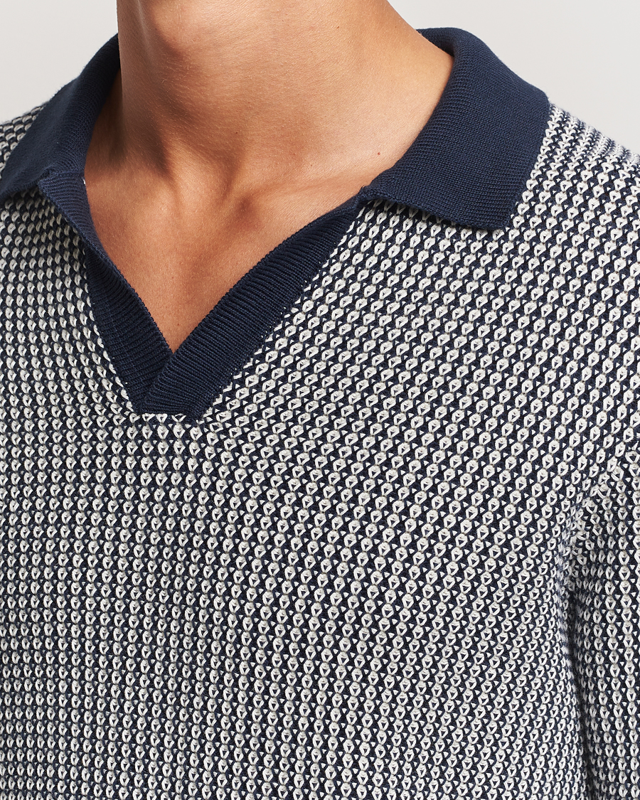 Homme | Pulls Et Tricots | Orlebar Brown | Horton Long Sleeve Knited Poloshirt Night Iris/White