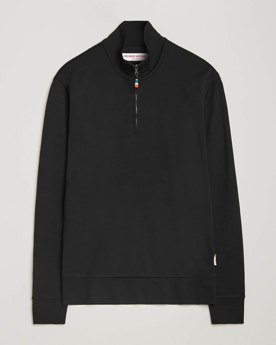 Homme | Pulls Et Tricots | Orlebar Brown | Isar Graphite Merino Half Zip Black