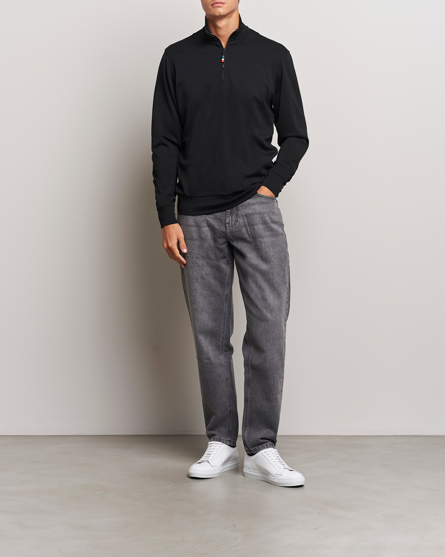 Homme | Pulls Et Tricots | Orlebar Brown | Isar Graphite Merino Half Zip Black