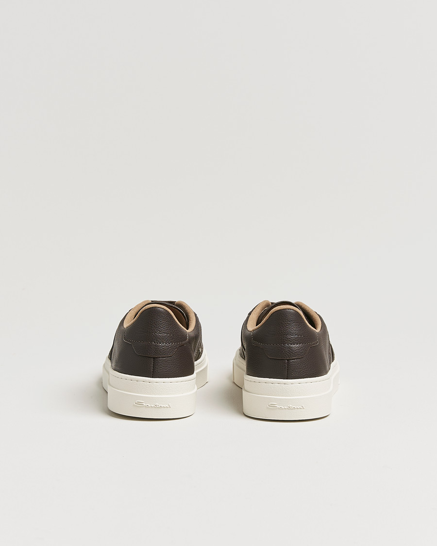 Homme | Santoni Double Buckle Sneakers Dark Brown Grain | Santoni | Double Buckle Sneakers Dark Brown Grain