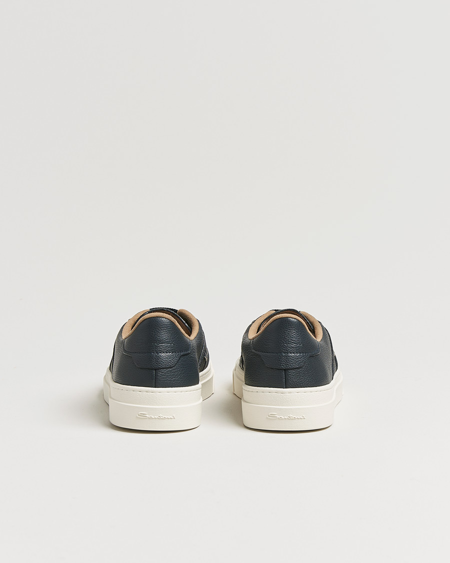 Homme | Santoni Double Buckle Sneakers Navy Grain | Santoni | Double Buckle Sneakers Navy Grain