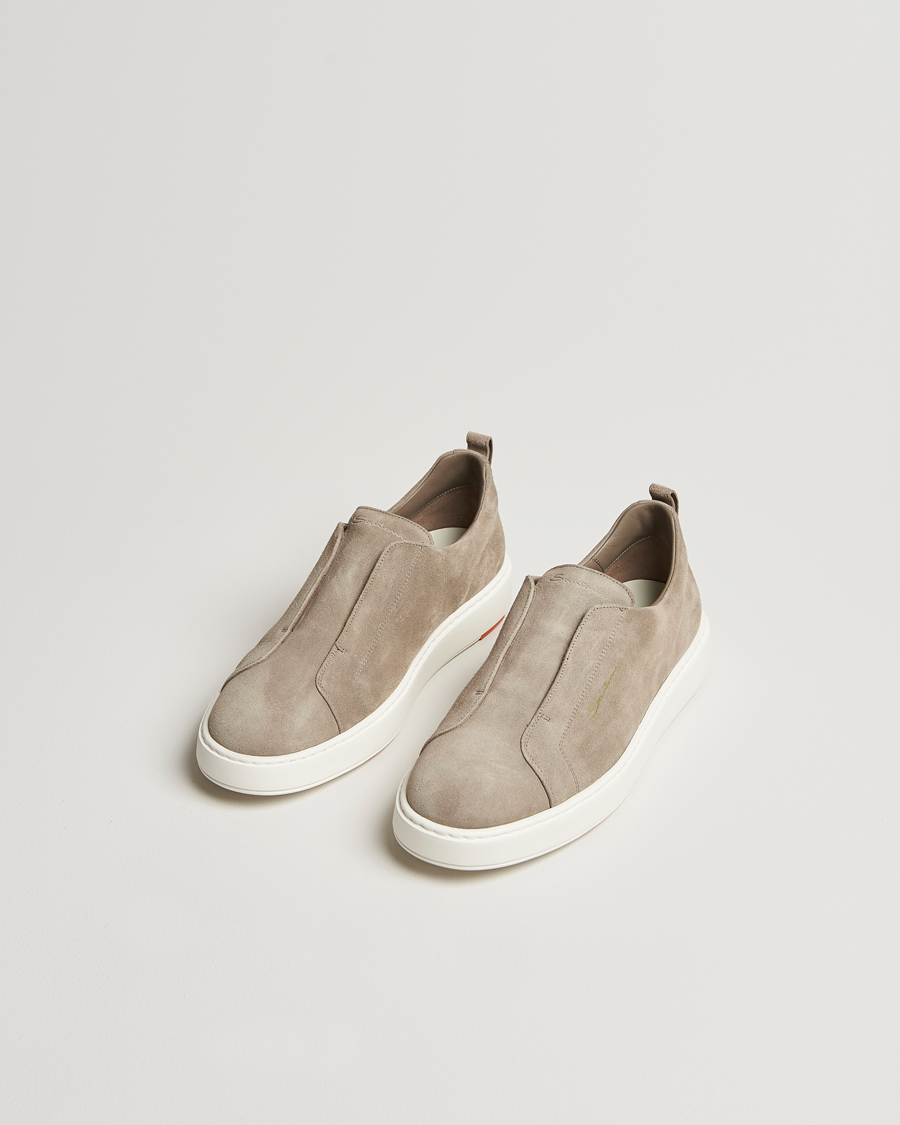 Homme | Santoni Cleanic No Lace Sneaker Taupe Suede | Santoni | Cleanic No Lace Sneaker Taupe Suede