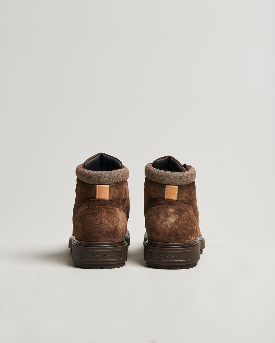 Homme | Santoni St Moritz No Lace Boot Dark Brown Suede | Santoni | St Moritz No Lace Boot Dark Brown Suede