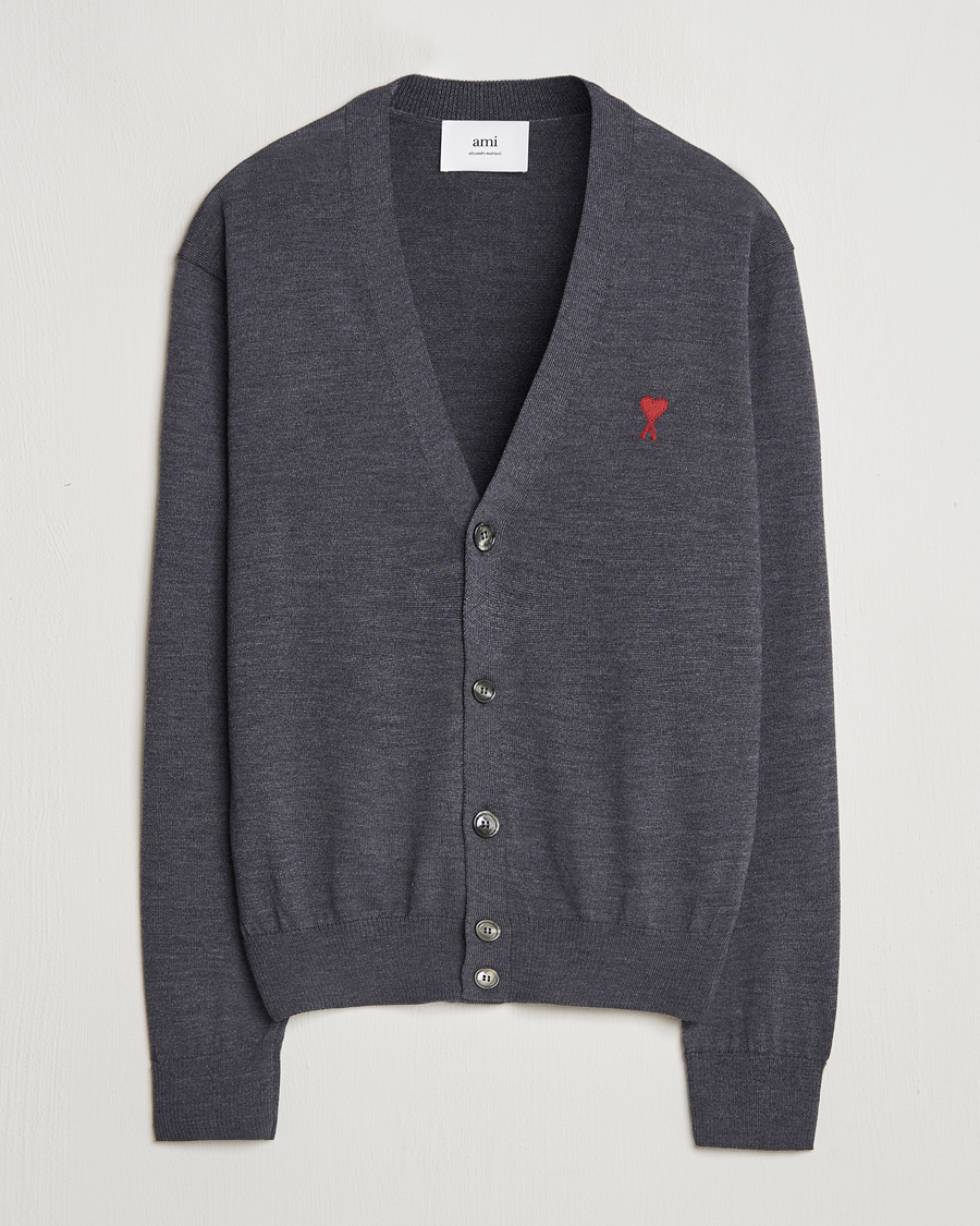 Homme | Pulls Et Tricots | AMI | Heart Logo Cardigan Heather Grey