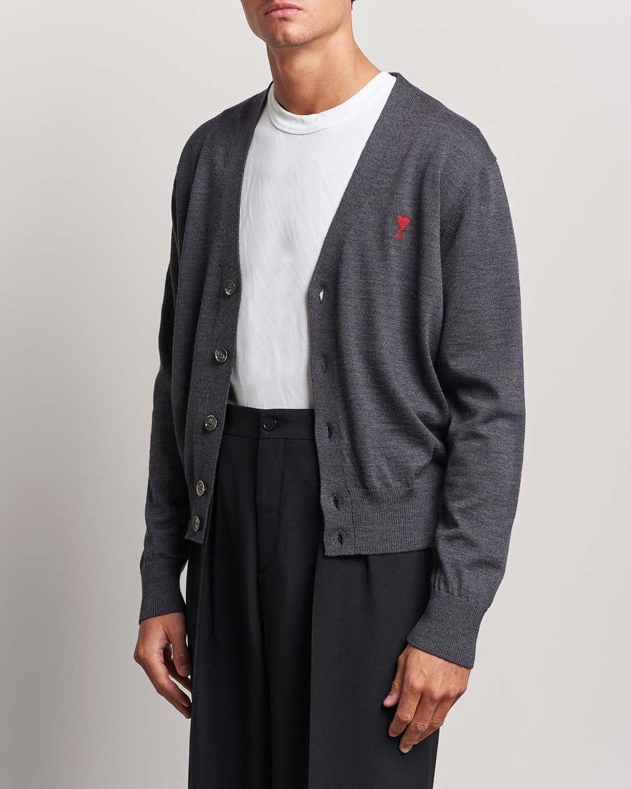 Homme | Pulls Et Tricots | AMI | Heart Logo Cardigan Heather Grey
