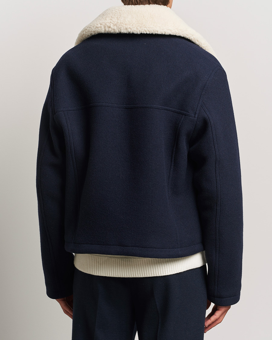Homme | Manteaux Et Vestes | AMI | Wool Shearling Bomber Jacket Navy