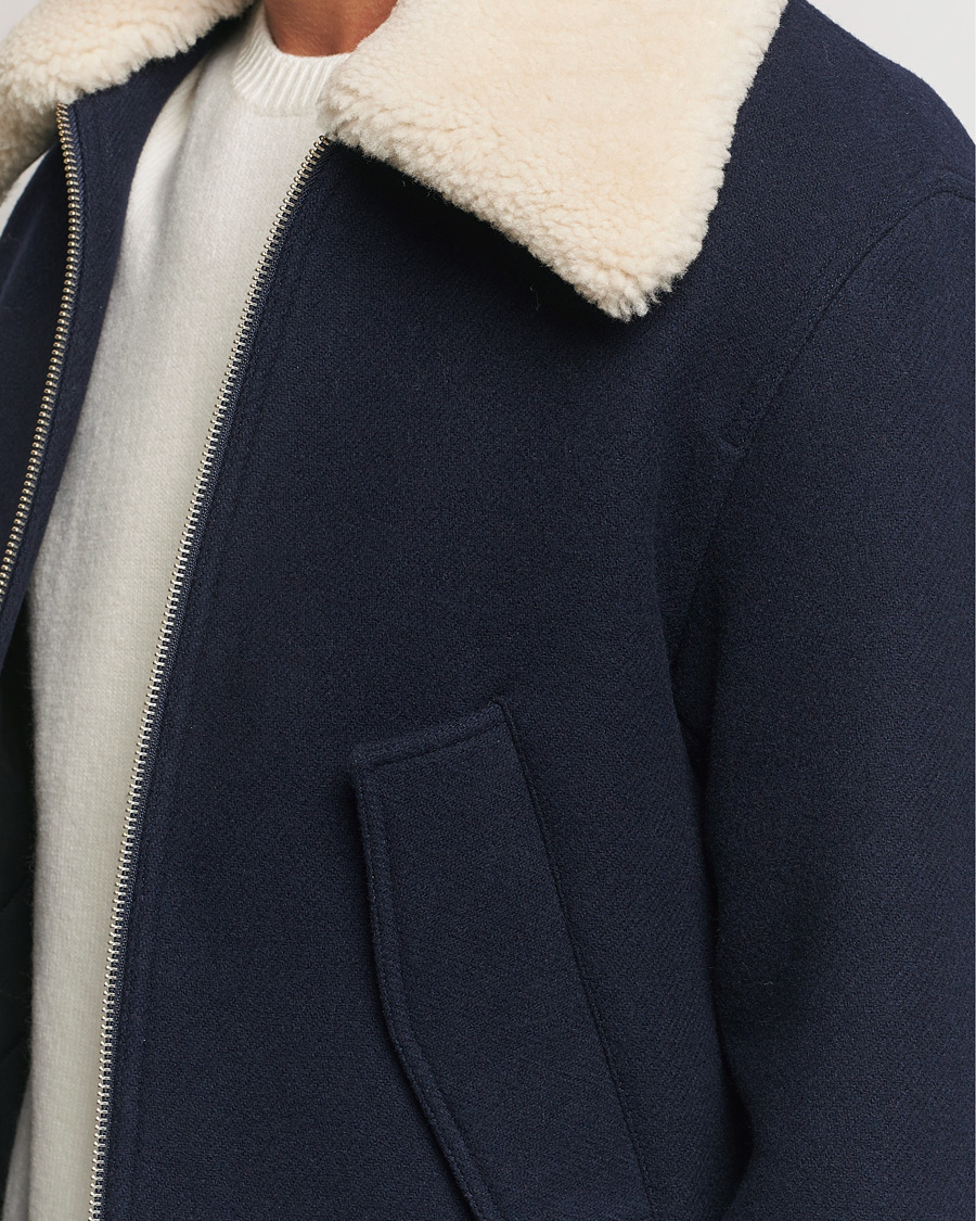 Homme | Manteaux Et Vestes | AMI | Wool Shearling Bomber Jacket Navy